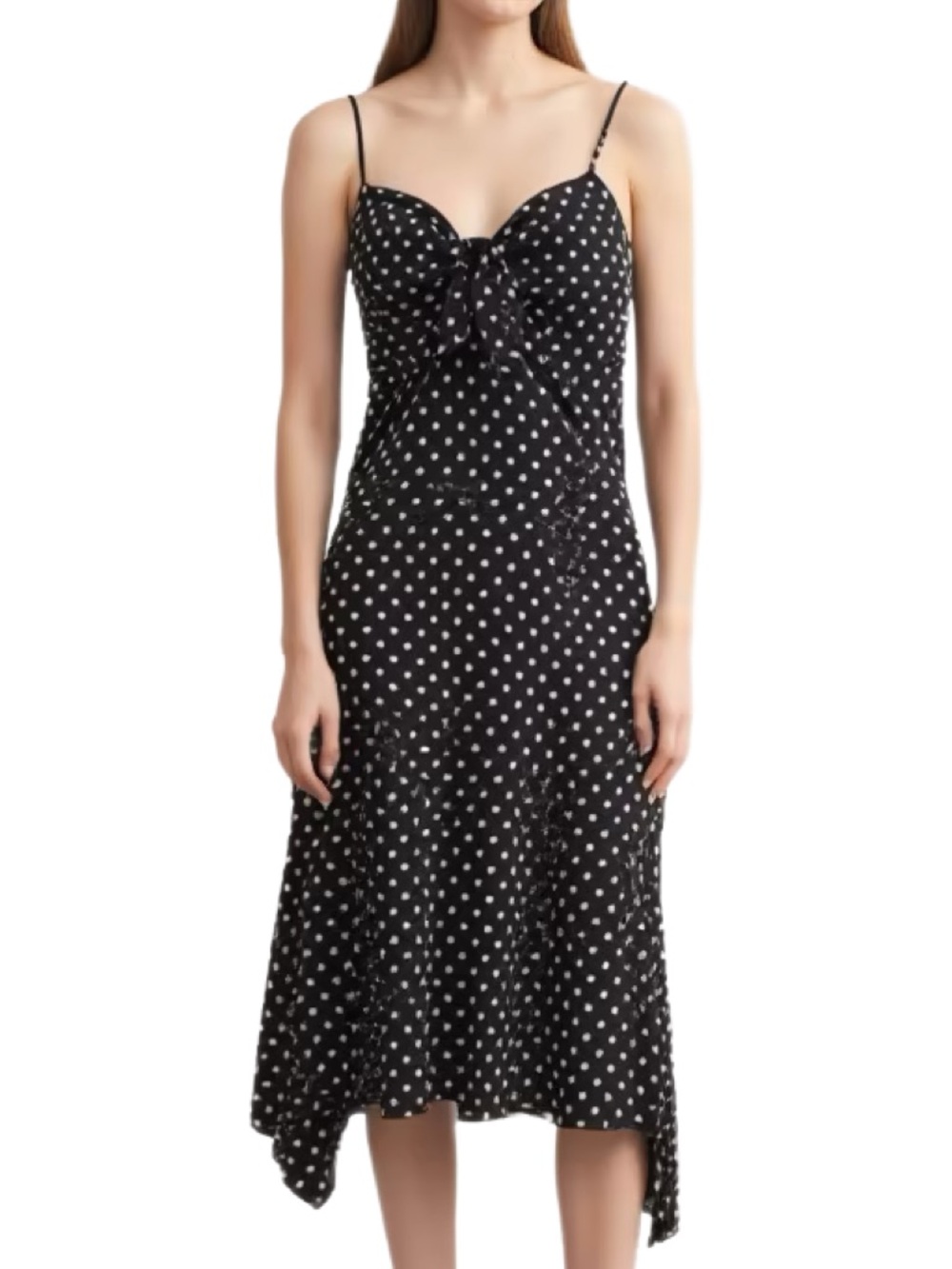 Fairweather Vintage Black & White Asymmetrical Polka Dot Dress Size Size Medium